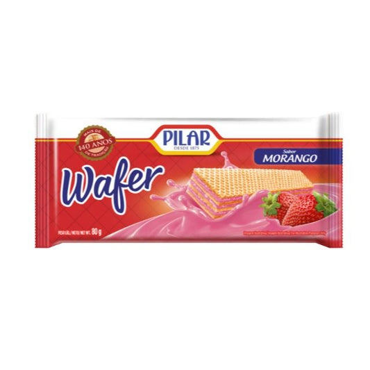 BISCOITO WAFER MORANGO PILAR 80G